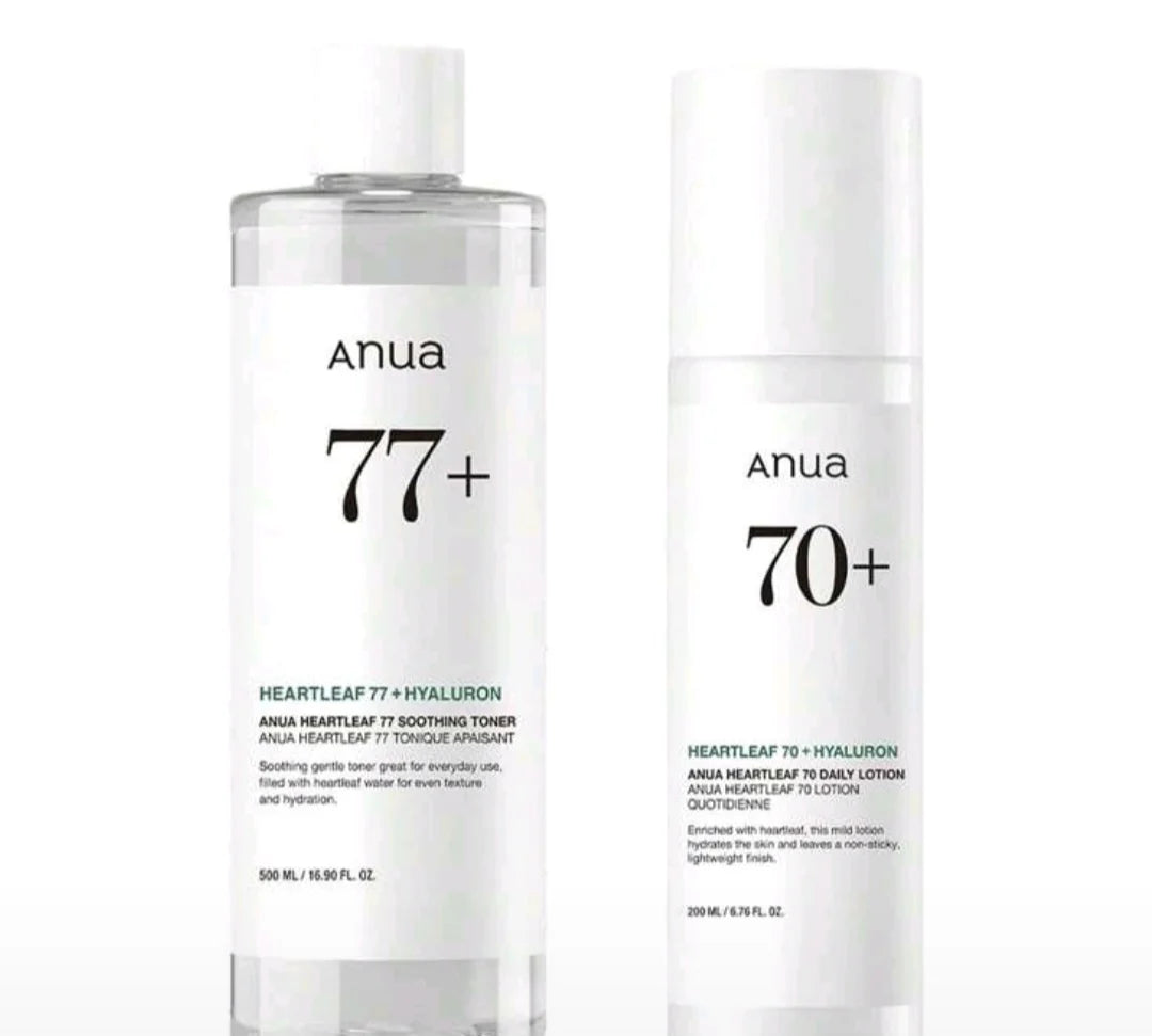 Anua Heartleaf 77 + Soothing Toner (500ml) and Anua Daily 70 + Lotion (200ml)