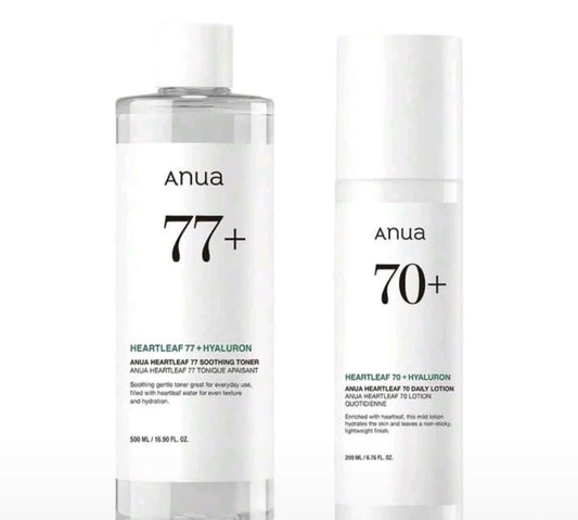 Anua Heartleaf 77 + Soothing Toner (500ml) and Anua Daily 70 + Lotion (200ml)
