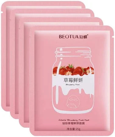 Nordik Beauty Korean Purifying Vitamin C Strawberry Face Sheet Mask(4 Pack)