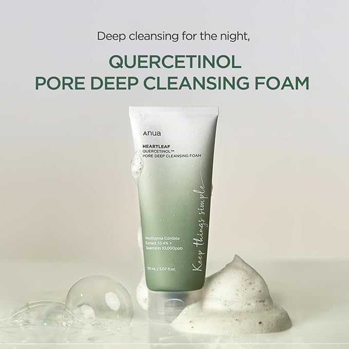 Anua Heart𝐥eaf Quercetinol Pore Deep Cleansing Foam and Heartleaf Pore Control Cleansing Oil Set