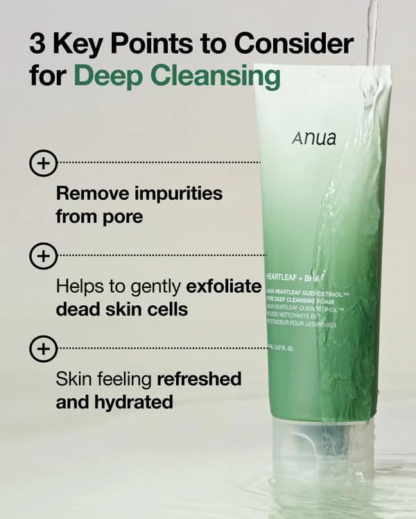 ANUA Heartleaf Quercetinol Pore Deep Cleansing Foam (150 ml) 2 Pack Bundle