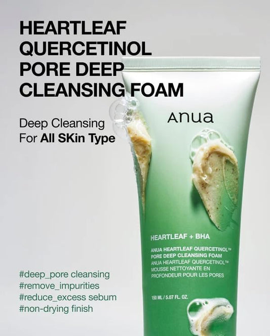 ANUA Heartleaf Quercetinol Pore Deep Cleansing Foam (150 ml) 2 Pack Bundle