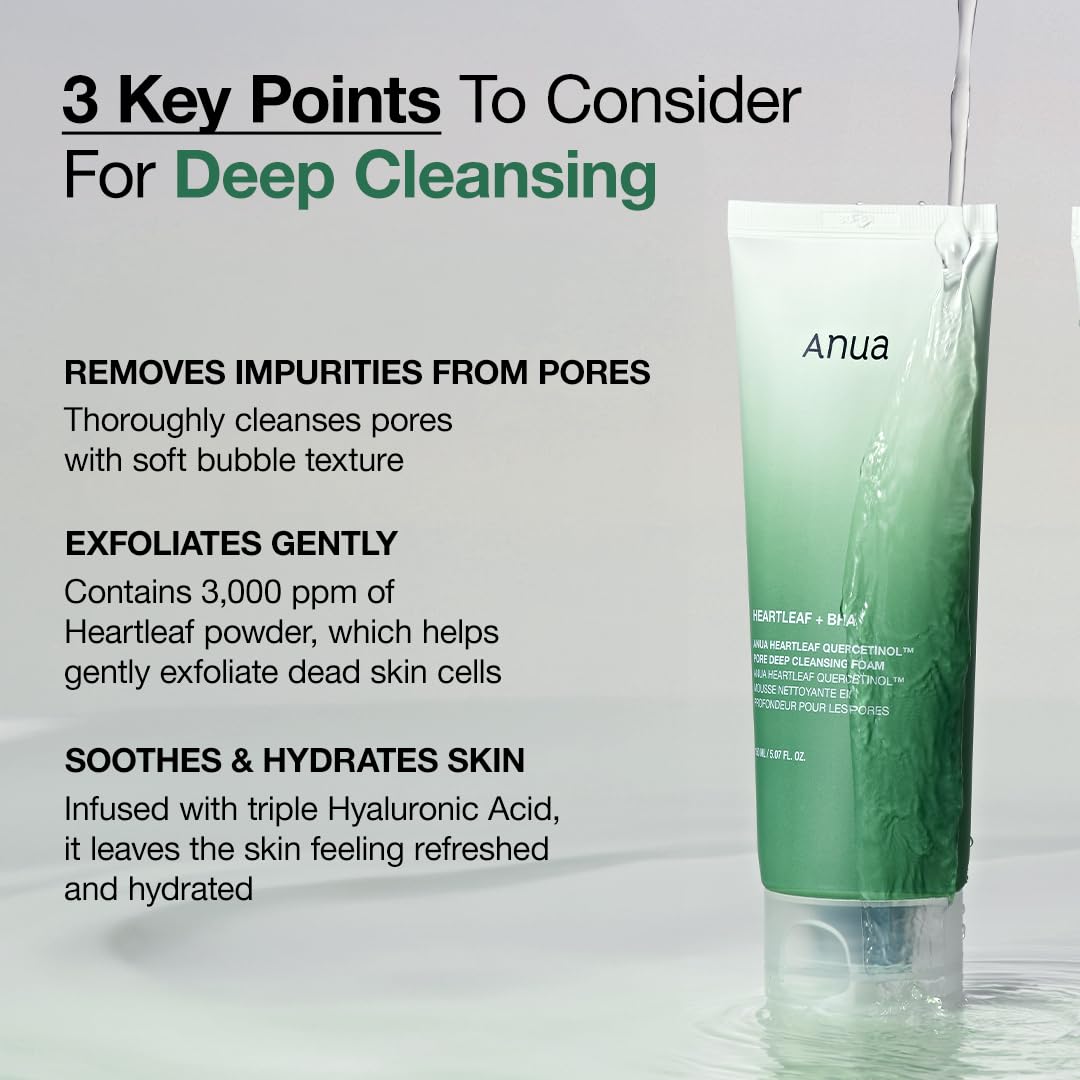 Anua Heart𝐥eaf Quercetinol Pore Deep Cleansing Foam and Heartleaf Pore Control Cleansing Oil Set